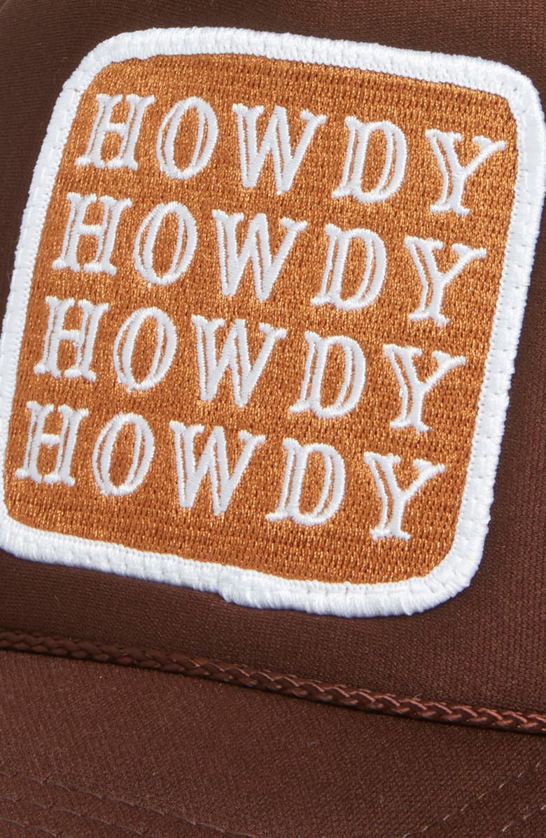 Friday Feelin’ Howdy Patch Trucker Hat, Alternate, color, Brown