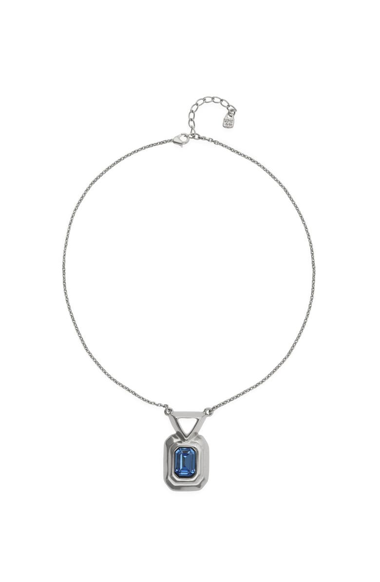 UNODE50 Silver-tone Pendant Necklace with Blue Crystal, Main, color, Silver