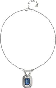 UNODE50 Silver-tone Pendant Necklace with Blue Crystal