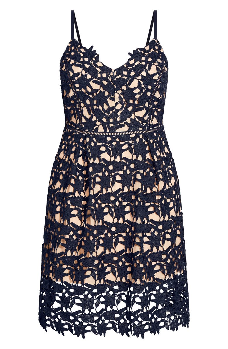 City Chic So Fancy Lace Midi Dress, Alternate, color, Navy