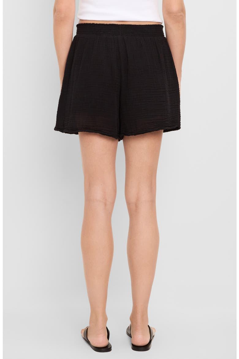 Alva Smocked Gauze Shorts, Alternate, color, BLACK