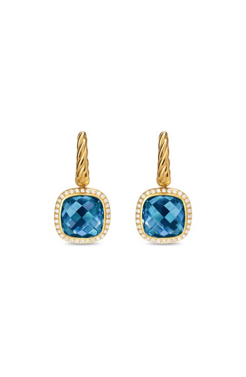 Albion® Drop Earrings in 18K Yellow Gold with Diamonds, 10mm