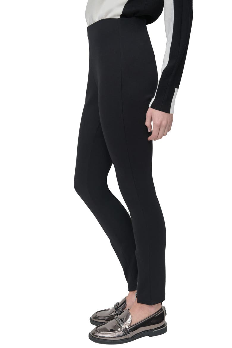 Exposed Zip Hem Ponte Pants, Alternate, color, BLACK