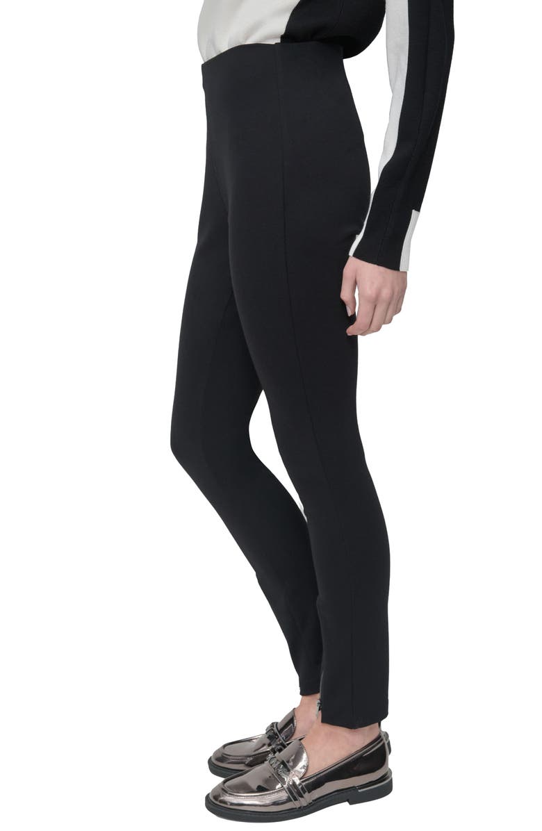 DKNY Exposed Zip Hem Ponte Pants, Alternate, color, Black