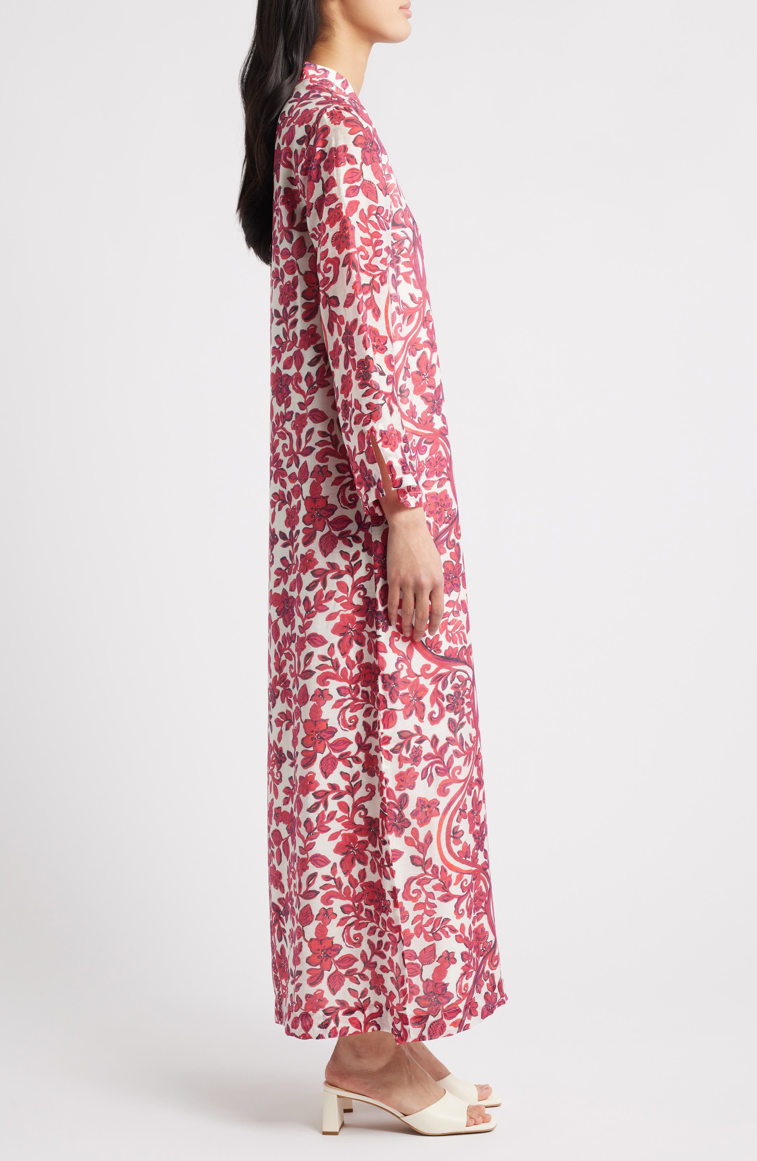 irella maxi caftan dress Irella Floral Mixed Print Long Sleeve Caftan Dress (Women)