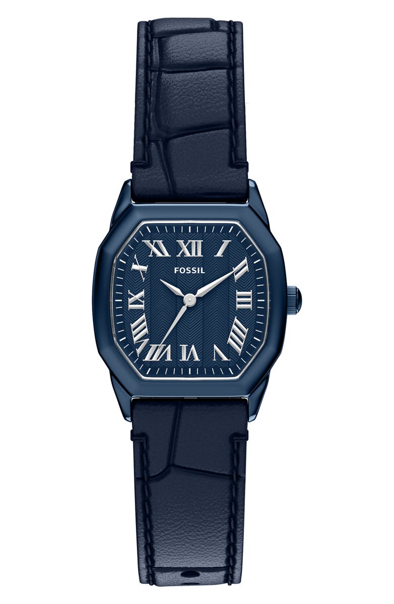 Fossil Harlow Navy Leather Strap Watch, 32mm, Main, color, 