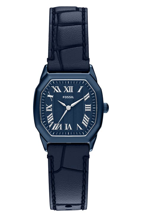 Harlow Navy Leather Strap Watch, 32mm