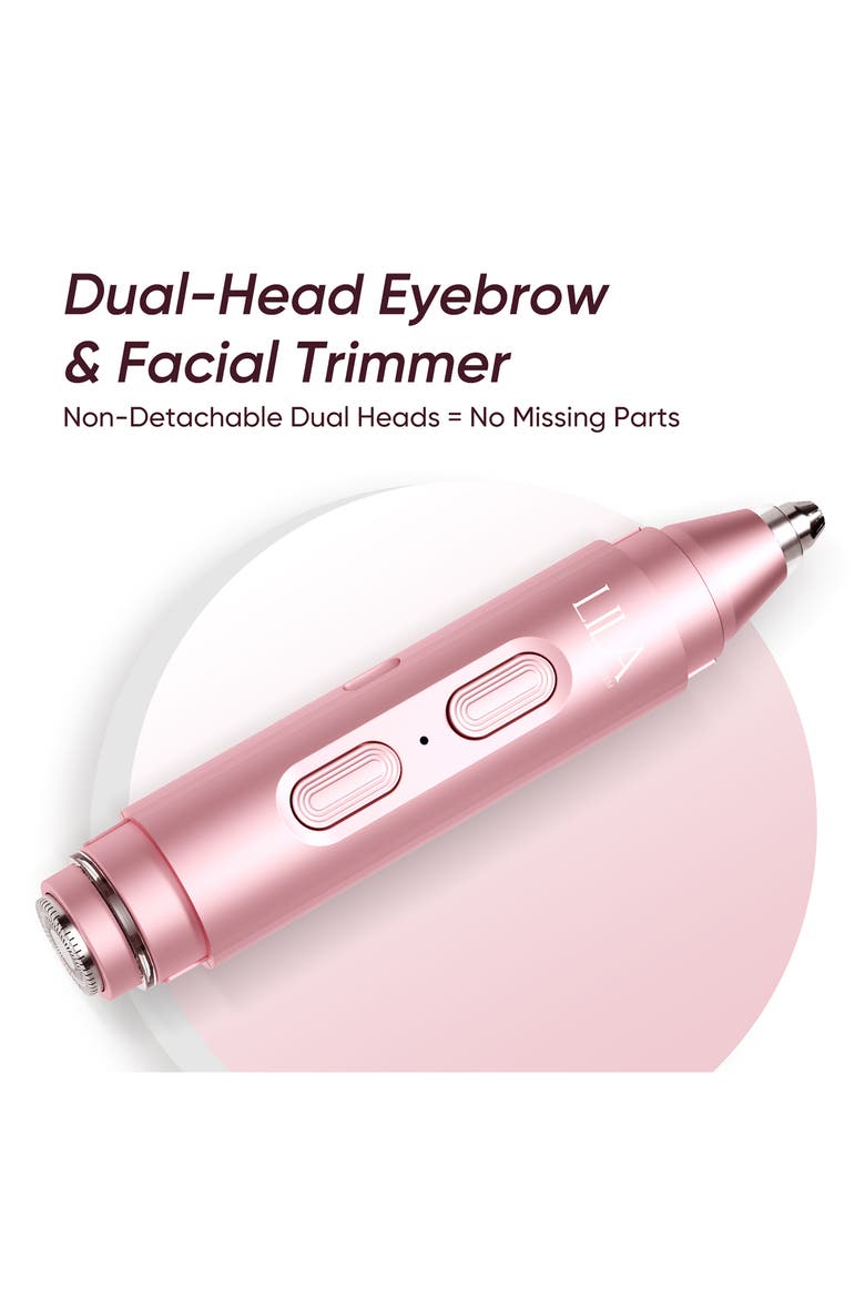 2-in-1 Portable Facial Shaver & Eyebrow Trimmer in Bloom, Alternate, color, PINK