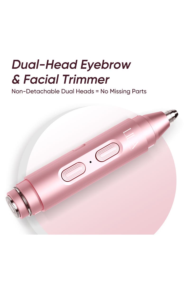 LILA BY AKUNBEM 2-in-1 Portable Facial Shaver & Eyebrow Trimmer in Bloom, Alternate, color,