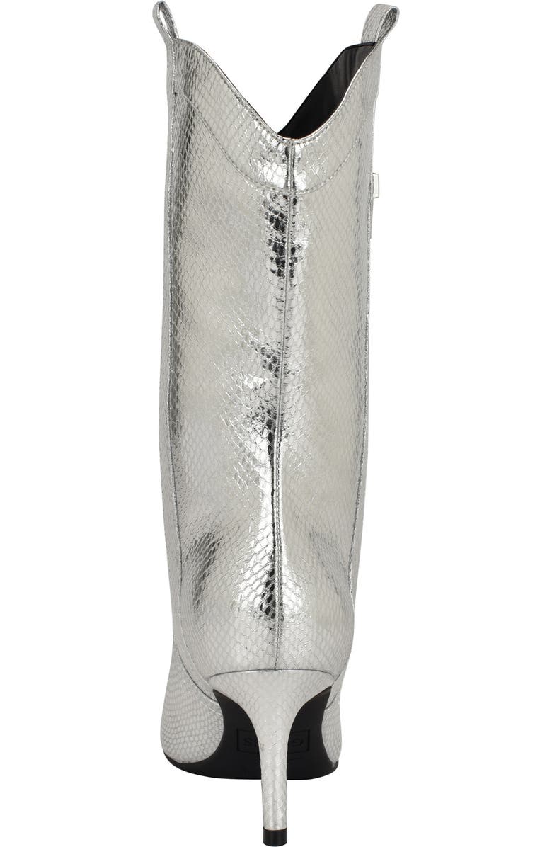 GUESS Wurlie Snakeskin Embossed Western Boot, Alternate, color, Silver