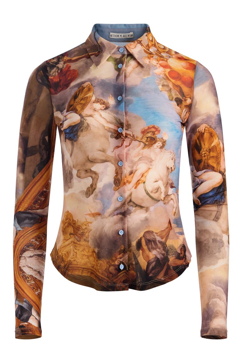 Jade Mesh Button-Up Shirt, Alternate, color, RENAISSANCE FAIR