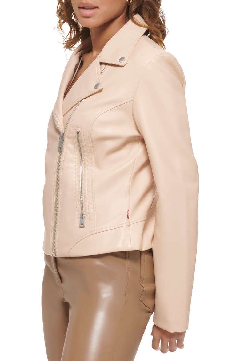 Faux Leather Moto Jacket, Alternate, color, FRAPPE
