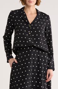 MELLODAY Long Sleeve Drawstring Hem Button-Up Shirt