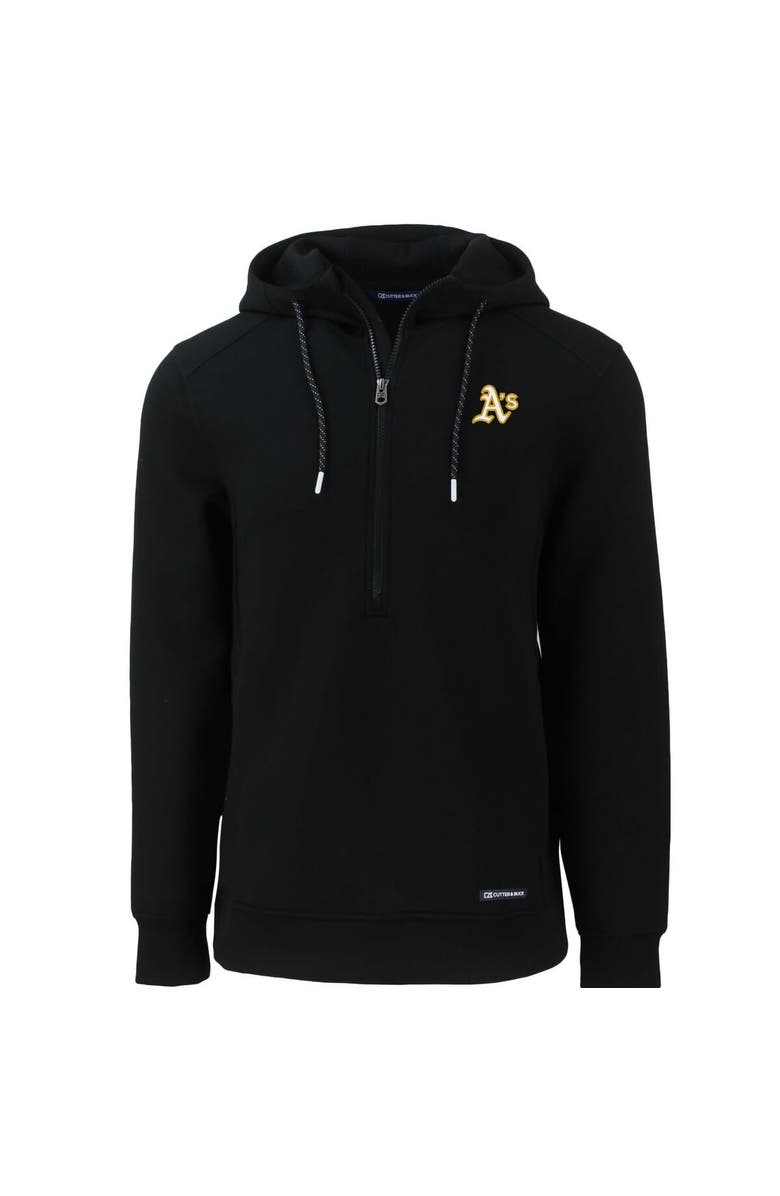 Cutter & Buck Men's Cutter & Buck  Black Oakland Athletics Roam Eco Half-Zip Recycled Pullover Hoodie, Alternate, color, 