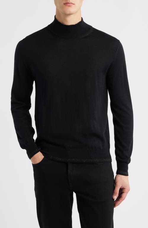 Canali Mock Neck Wool & Silk Blend Sweater In Black