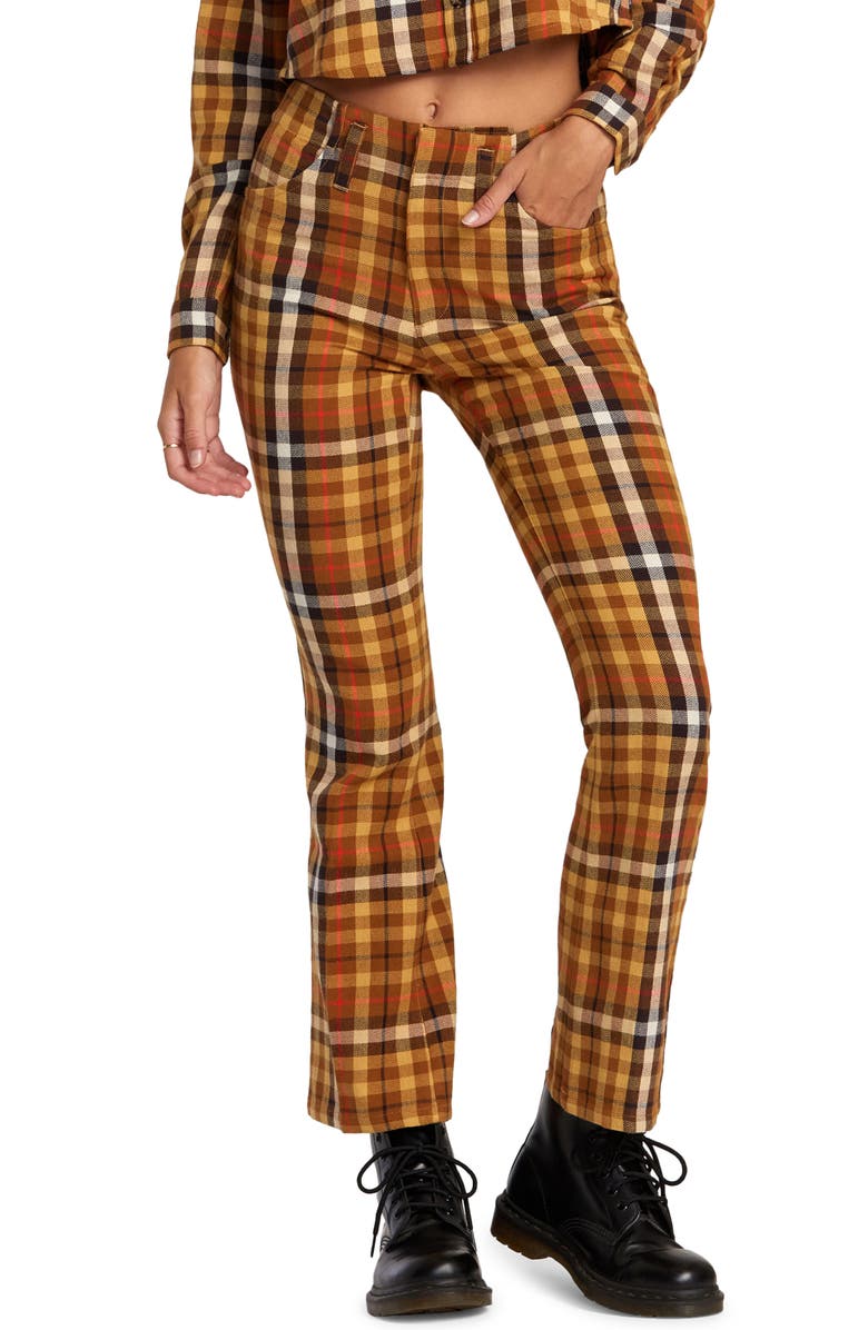 RVCA Kennedy Gingham Flare Pants, Main, color,