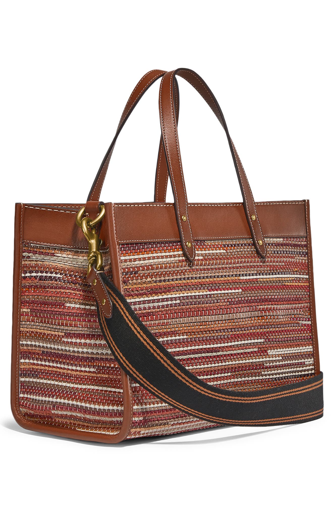 COACH Field Upcycled Woven Leather Tote, Alternate, color, 