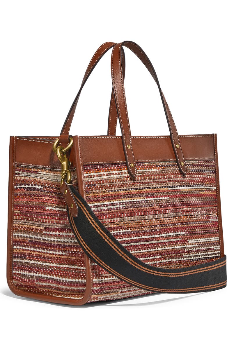 COACH Field Upcycled Woven Leather Tote, Alternate, color,