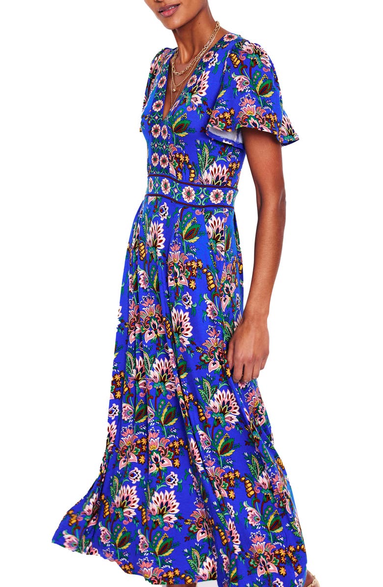 Boden Ellie Floral Print Flutter Sleeve Dress, Alternate, color, 