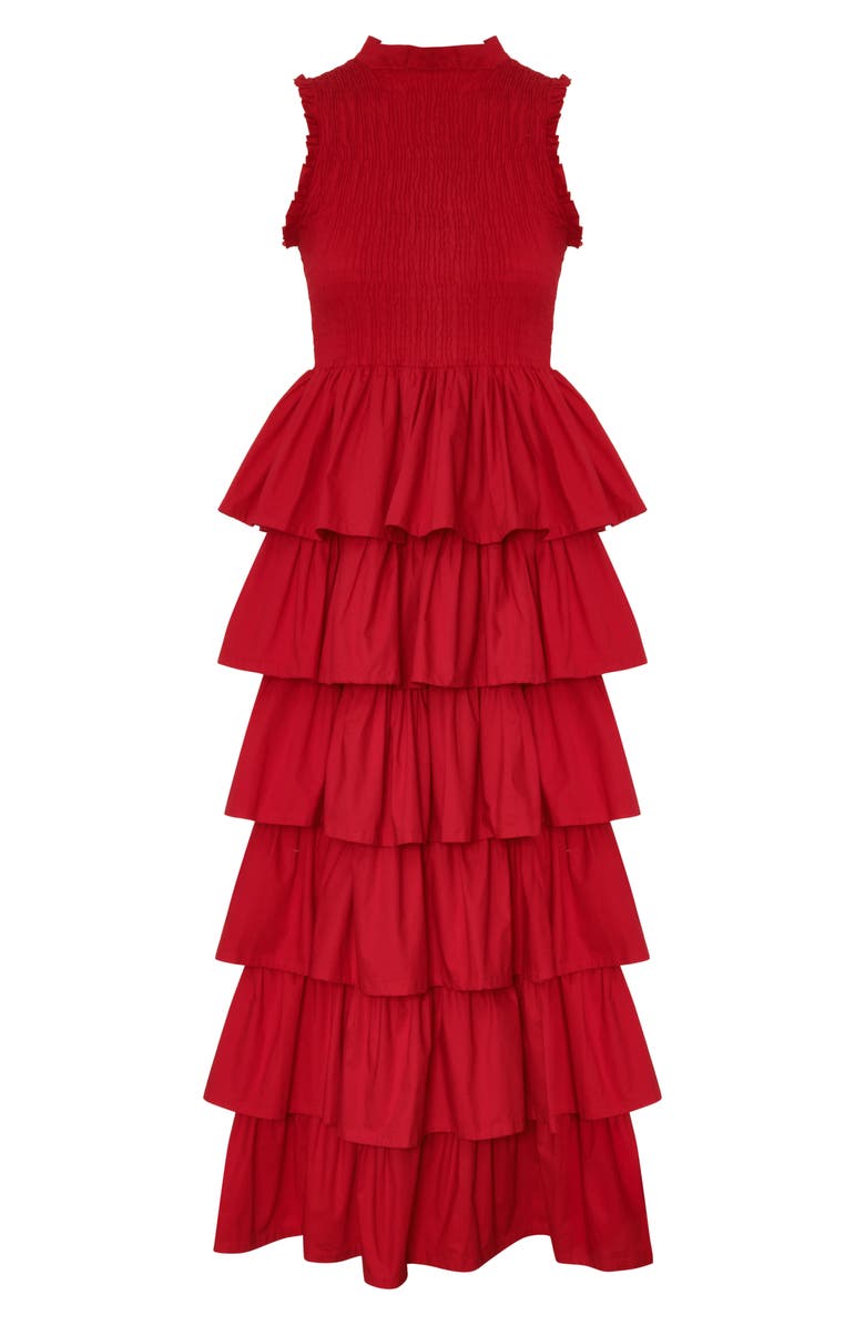 The Lulo Project The Reign Smocked Tiered Ruffle Maxi Dress, Alternate, color, Red 09