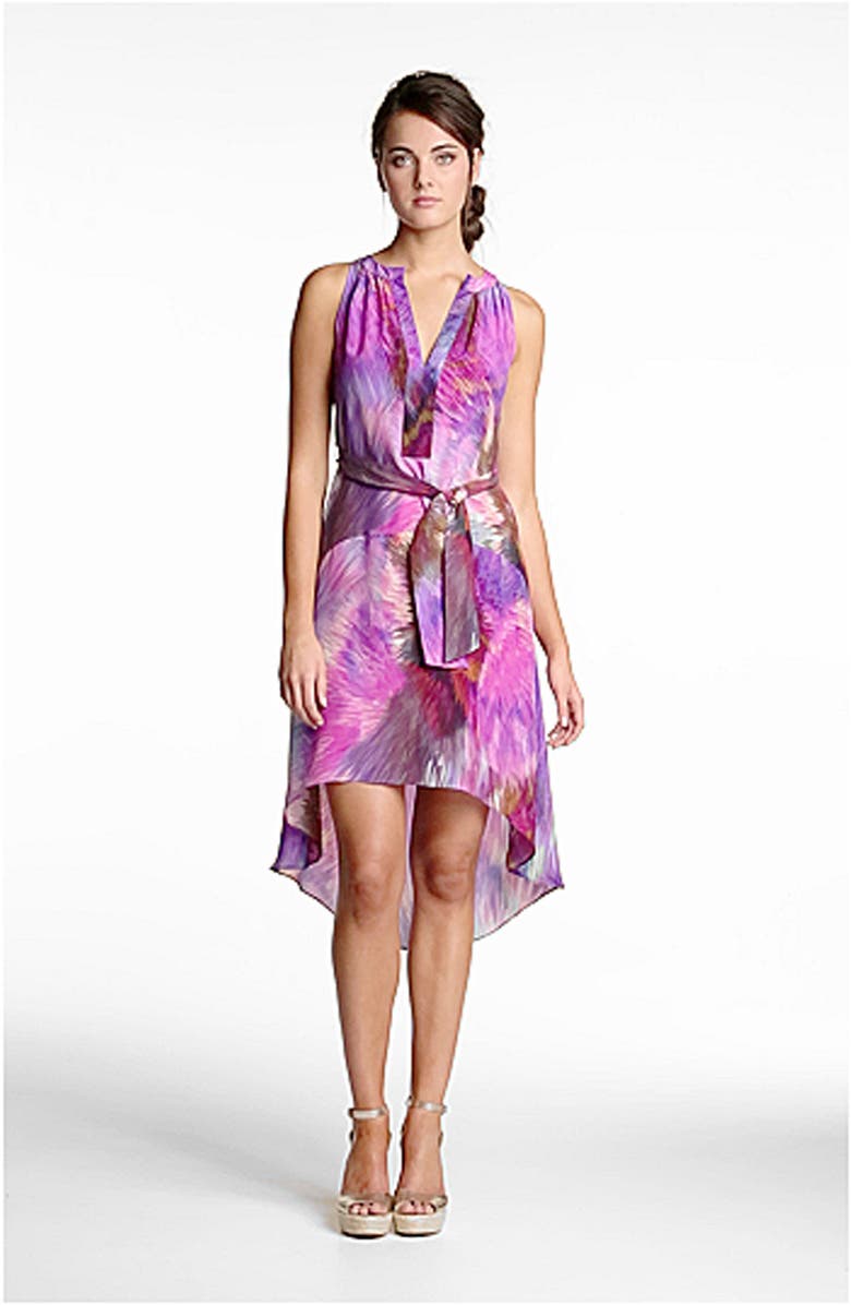 Presley Skye Split Neck Silk Tunic Dress, Alternate, color, 