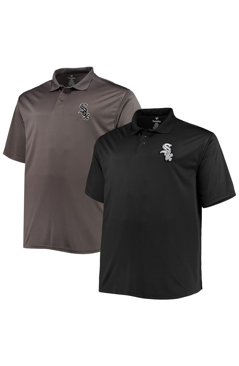 PROFILE Men's Black/Charcoal Chicago White Sox Big & Tall Two-Pack Polo Set, Main, color, Black