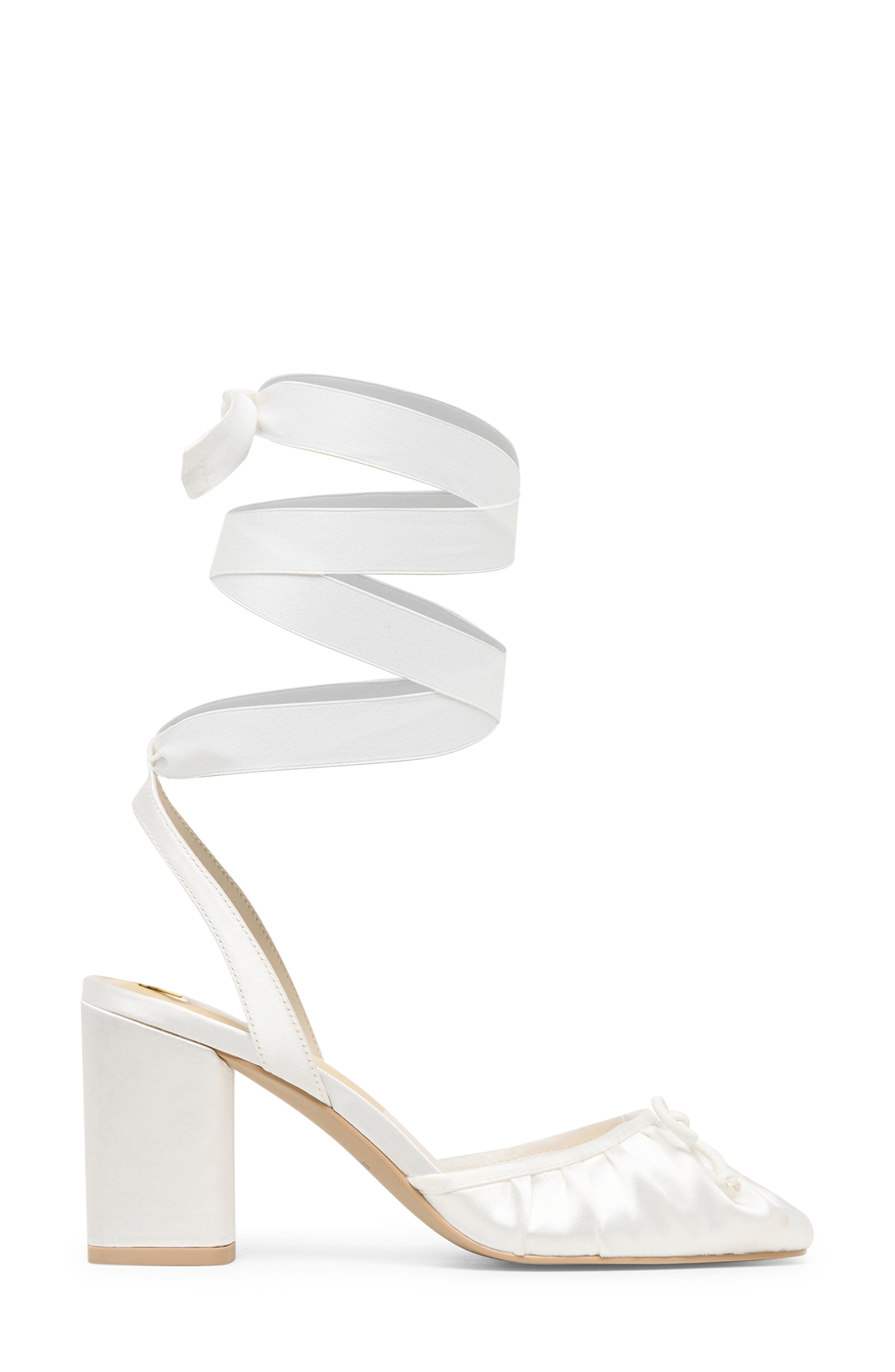 Tisha Ankle Wrap Pump, Alternate, color, TRUE WHITE SATIN