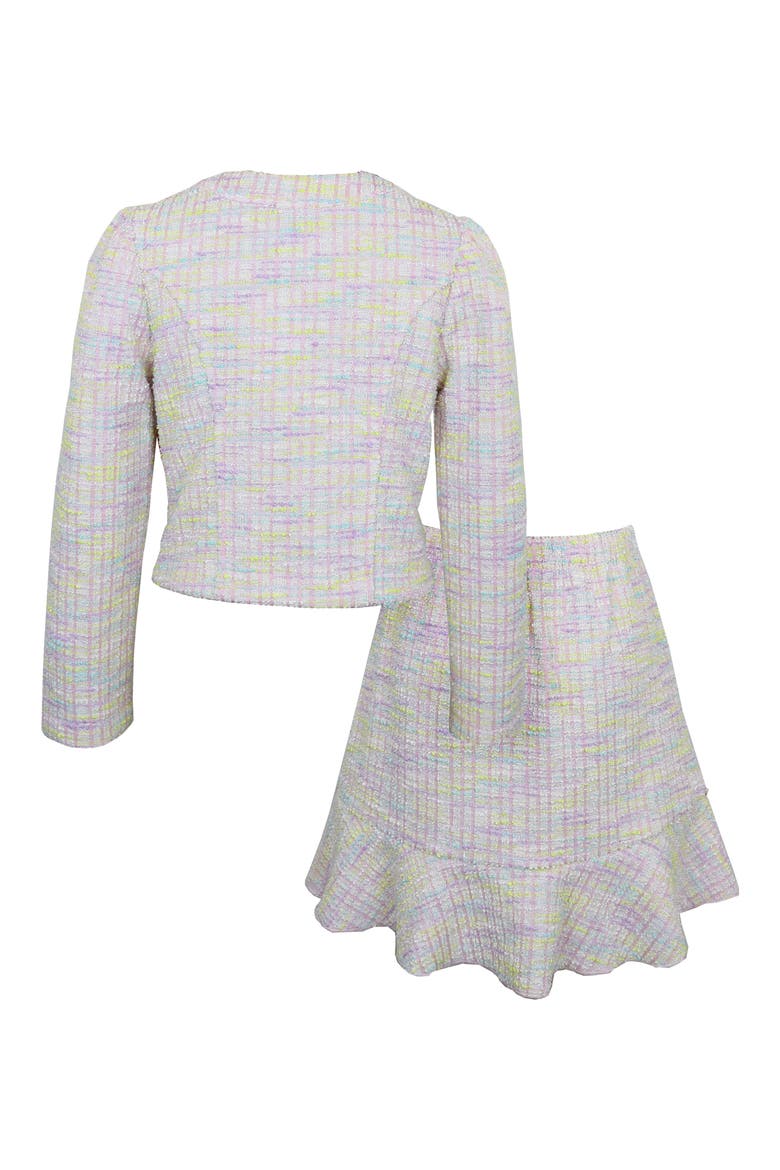 Kid's Bouclé Jacket & Skirt Set, Alternate, color, PINK/ LILAC