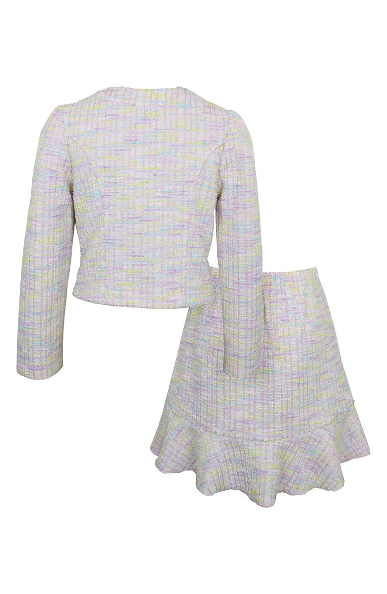 Zunie Kid's Bouclé Jacket & Skirt Set, Alternate, color, Pink/ Lilac
