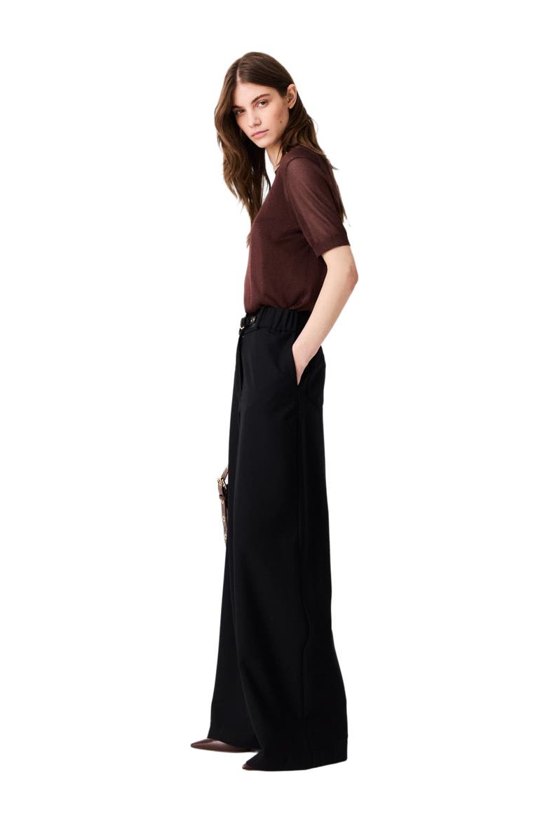 Wide-leg suit trousers, Alternate, color, Black