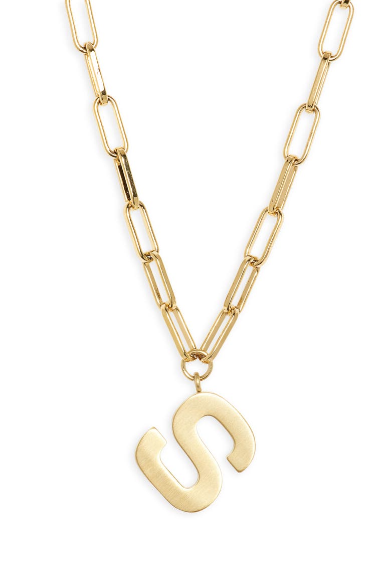 Initial Pendant Necklace, Main, color, S GOLD