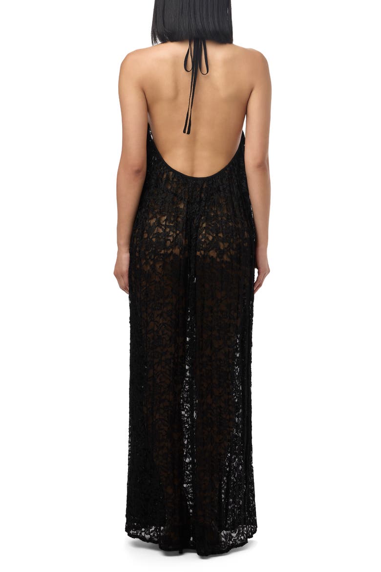 Lace Halter Neck Maxi Dress, Alternate, color, BLACK