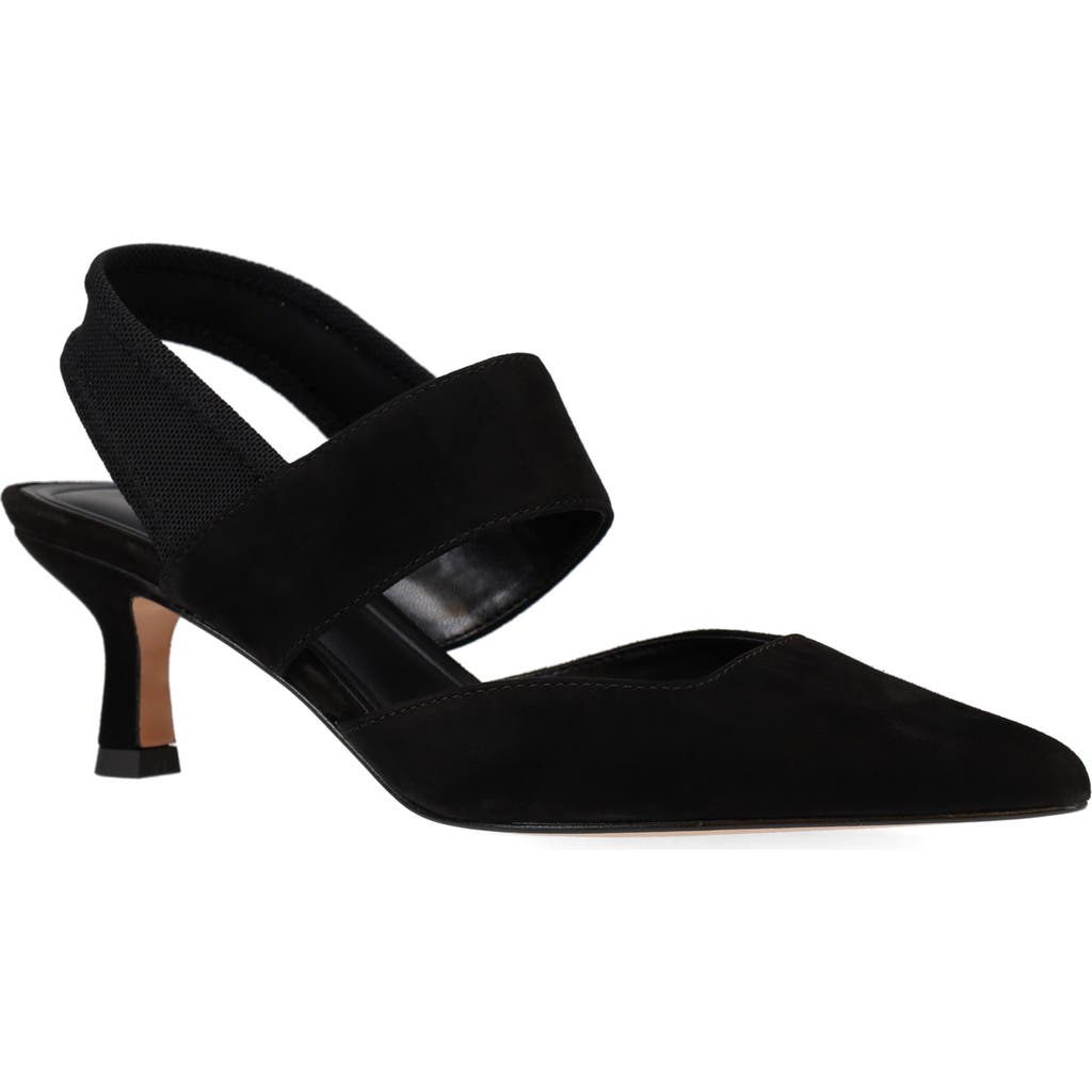 Pelle Moda Kiam Slingback Pointed Toe Kitten Heel Pump In Black