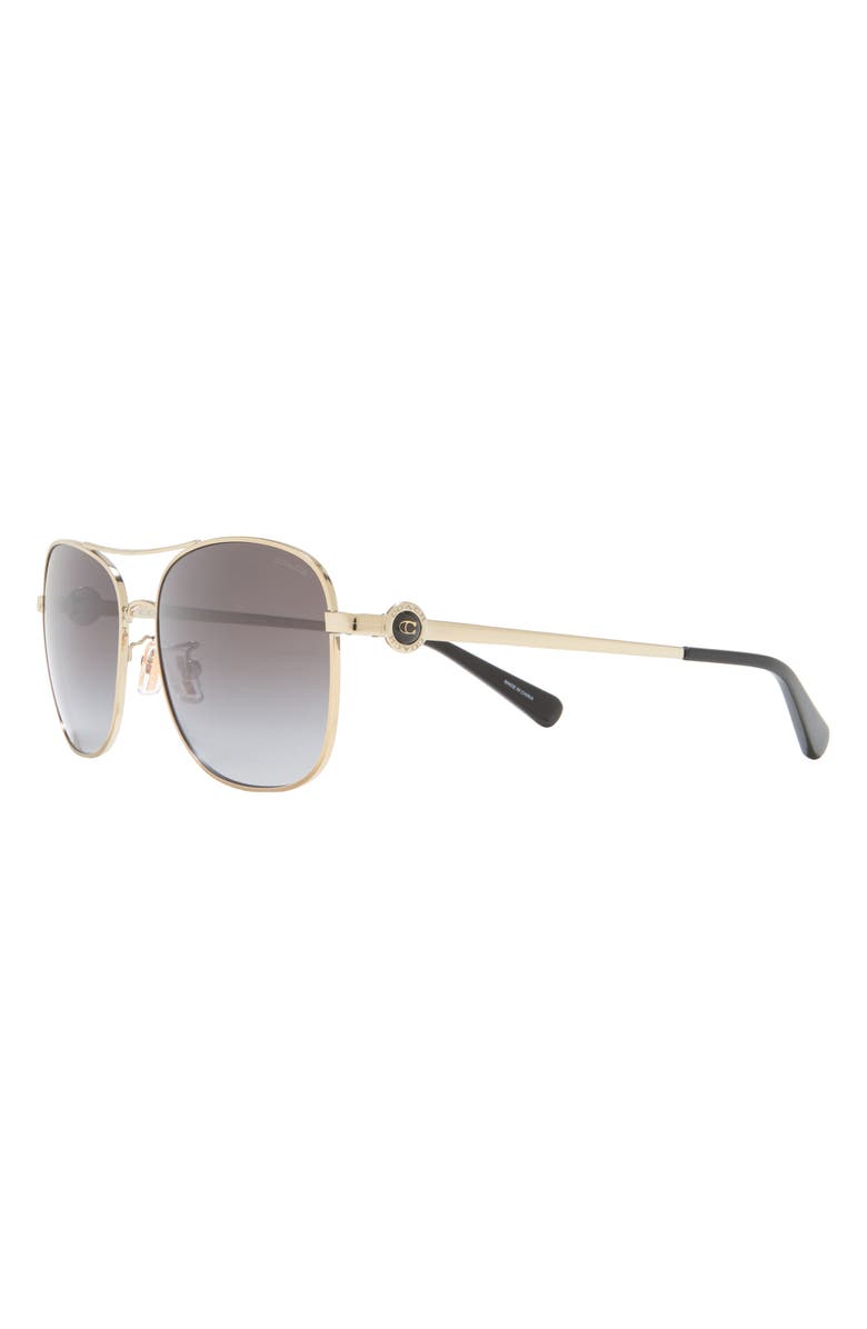 COACH 56mm Rectangle Downtown Sunglasses, Alternate, color, Shiny Light Gold