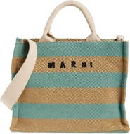 Marni Small Logo Stripe Woven Tote