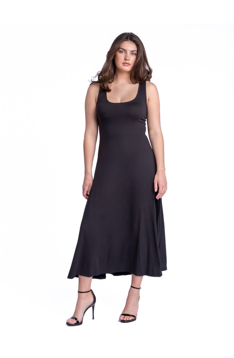 24seven Comfort Apparel Slim Fit A-Line Sleeveless Maxi Dress, Alternate, color, Black
