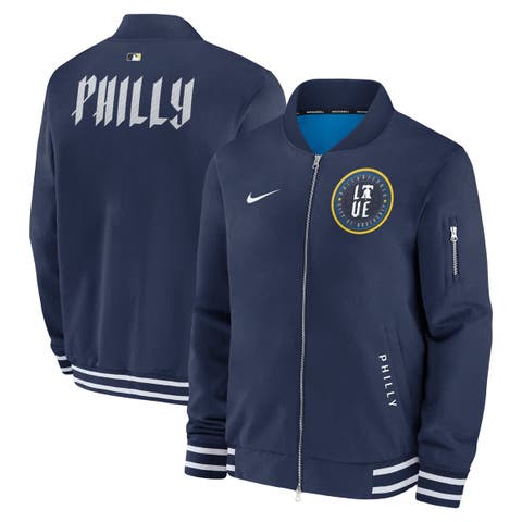 Men's Nike  Navy Philadelphia Phillies Authentic Collection City Connect Full-Zip Bomber Jacket