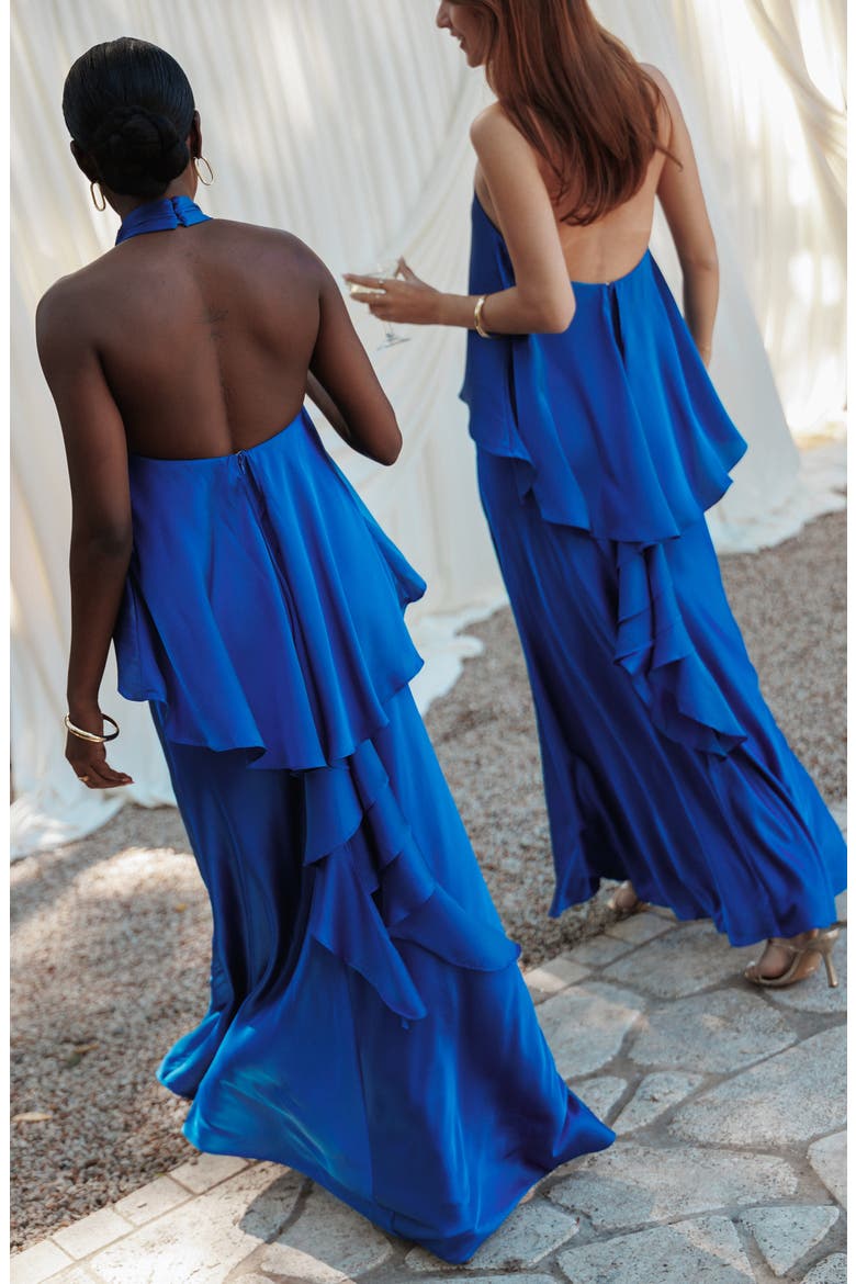 Nyomi Tiered High Neck Maxi Dress, Alternate, color, COBALT BLUE