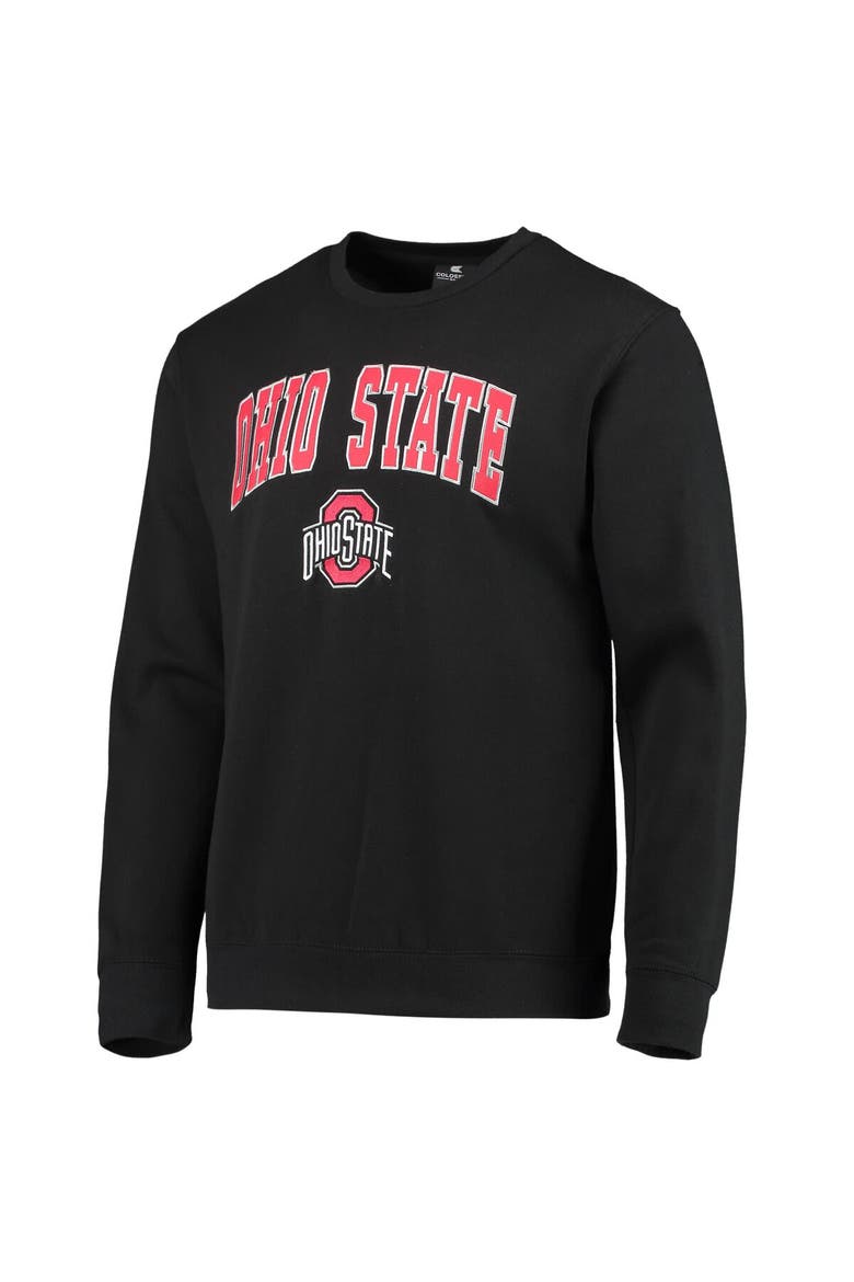 Men's Colosseum Black Ohio State Buckeyes Team Arch & Logo Tackle Twill Pullover Sweatshirt, Alternate, color, Black