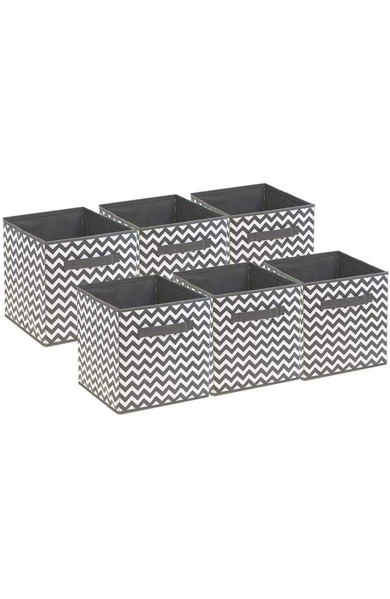 SORBUS Foldable Storage Cube - Set of 6, Alternate, color, Grey Pattern