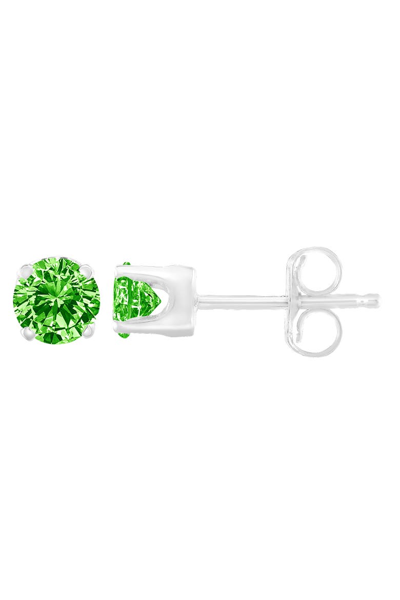 Silver 1/5 Ct Green Diamond Classic Stud Earrings, Main, color, White
