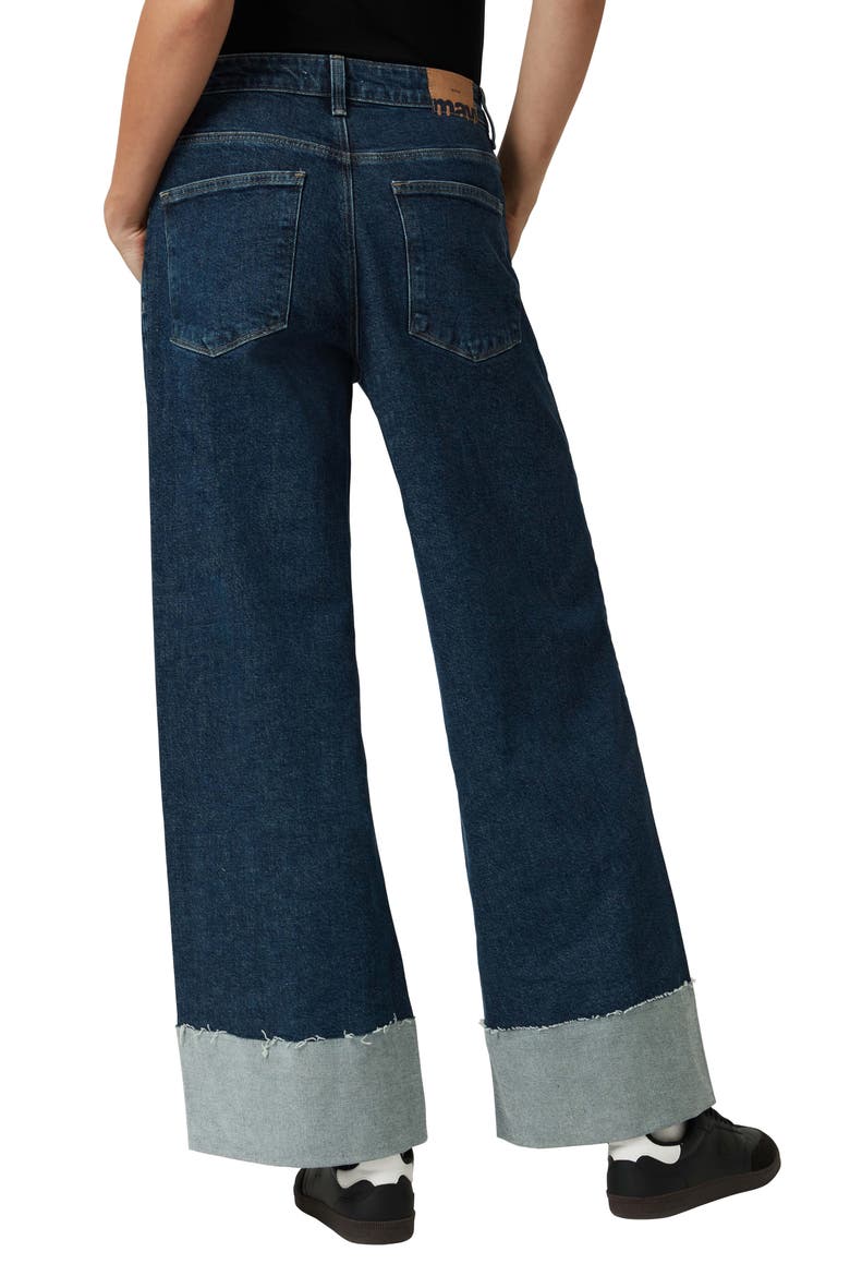 Cathy Cuffed Mid Rise Wide Leg Jeans, Alternate, color, DARK BLUE DENIM
