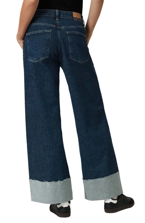 Mavi Jeans Cathy Cuffed Mid Rise Wide Leg Jeans In Dark Blue Denim