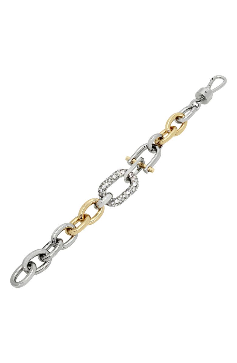 AllSaints Two-Tone Crystal Link Bracelet, Alternate, color, Rhodium
