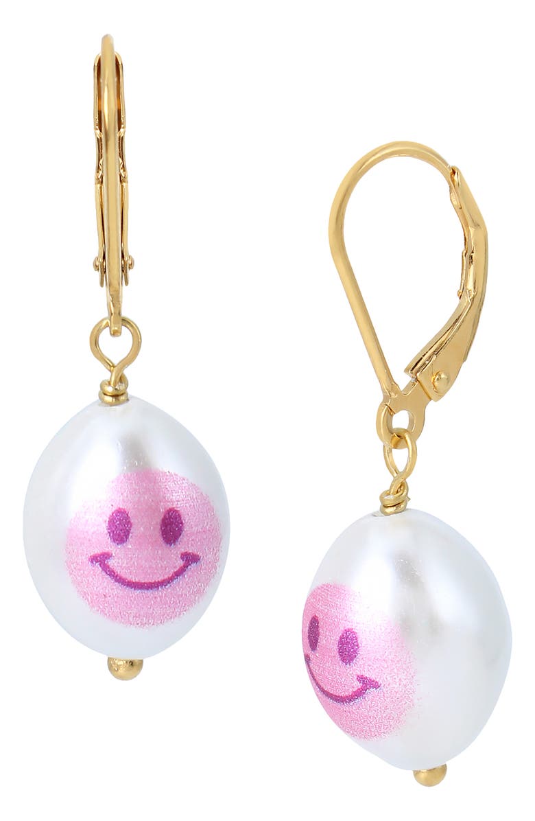 Kurt Geiger London Smiley Imitation Pearl Drop Earrings, Main, color, 