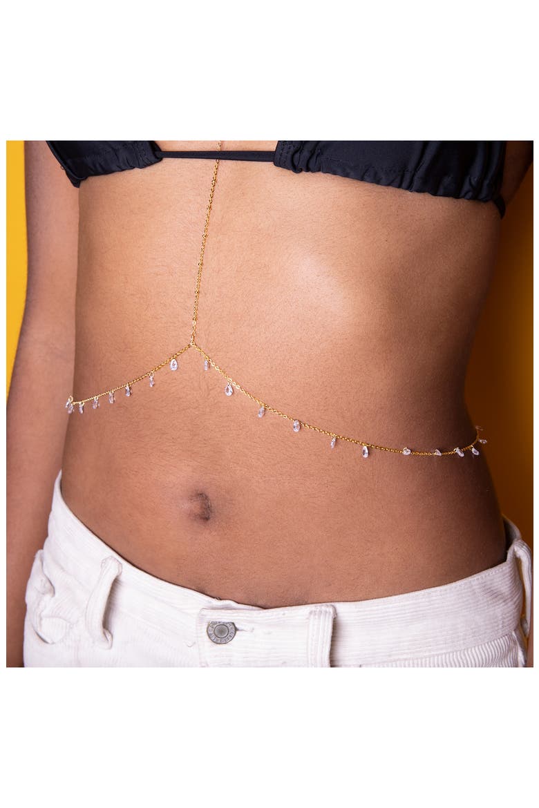 Dainty Drop Charm Body Chain, Alternate, color, GOLD