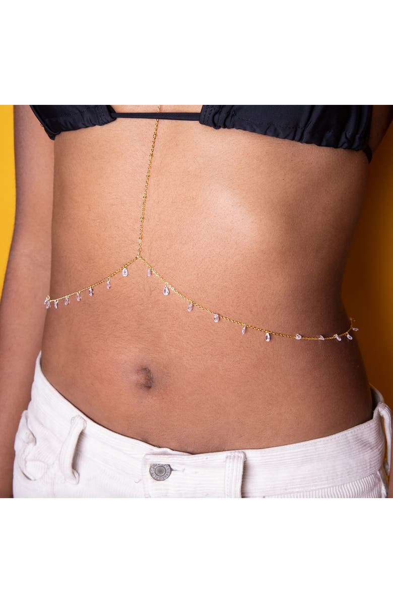 VIDAKUSH Dainty Drop Charm Body Chain, Alternate, color, Gold