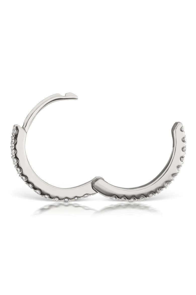 Diamond Eternity Single Clicker Hoop Earring, Alternate, color, 18K WHITE GOLD/ DIAMOND
