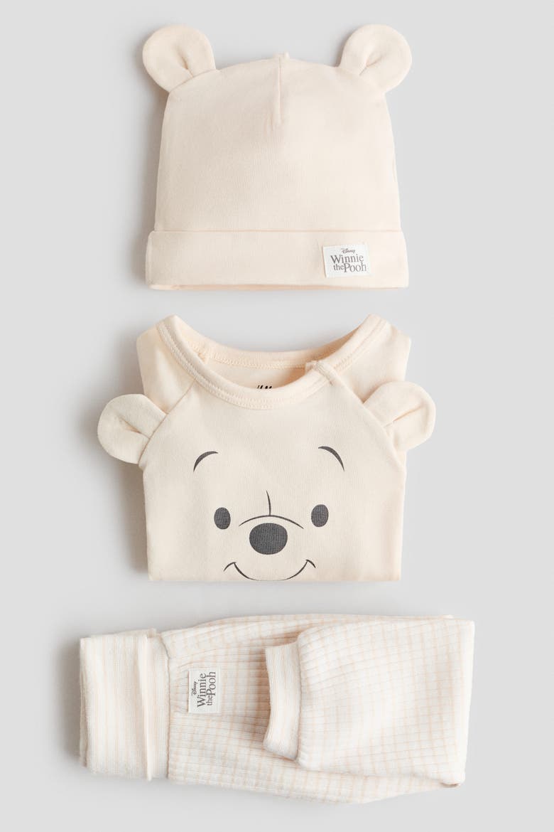 3-piece Printed Jersey Set, Alternate, color, Light beige/Winnie the Pooh