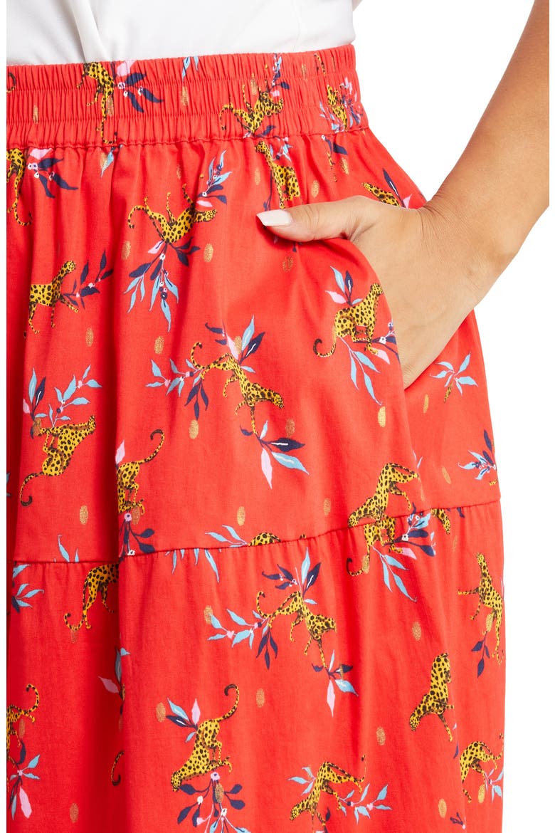 Evalyn Floral Organic Cotton Maxi Skirt, Alternate, color, LUCKY CHEETAH POPPY RED